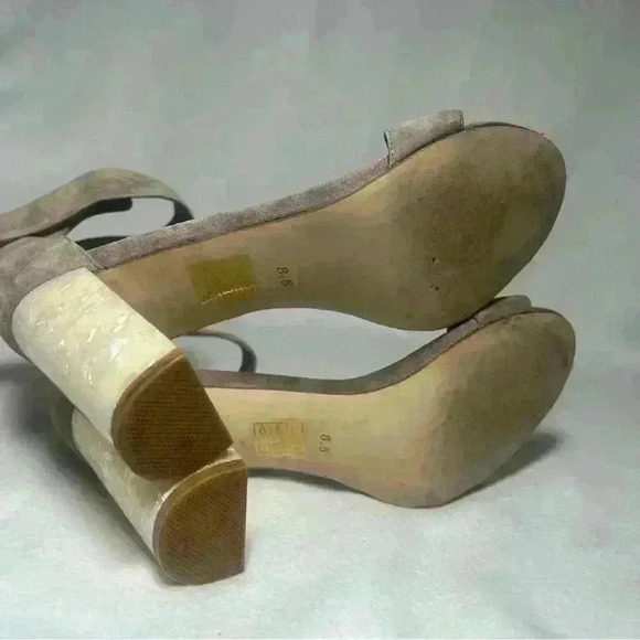 Jeffrey Campbell chunky heels super cute suede open toe heels size 8.5 - Picture 6 of 7